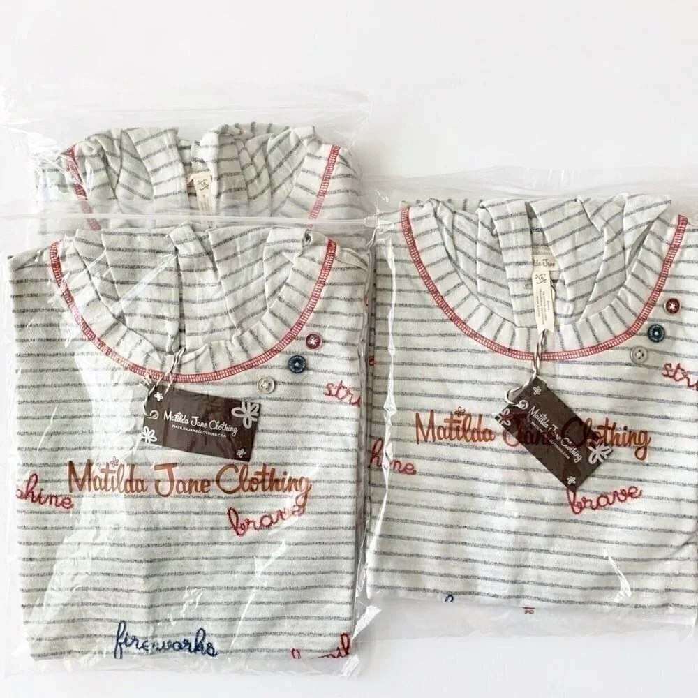 NWT Matilda Jane Blaire Striped Graphic Hoodie Top 14 Years